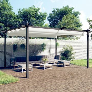 vidaXL Pavilion grădină, acoperiș retractabil, crem, 4x3 m