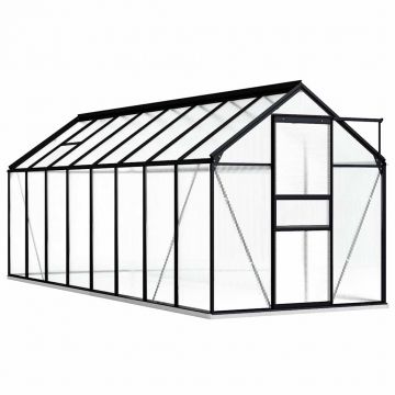 vidaXL Seră cu cadru de bază, antracit, 9,31 m², aluminiu