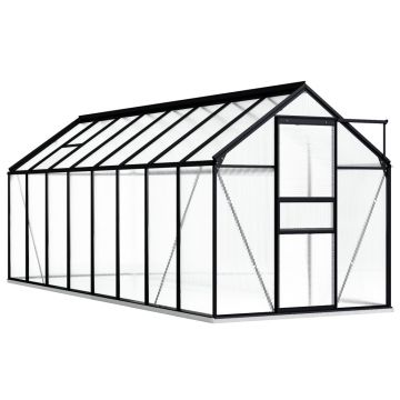 vidaXL Seră cu cadru de bază, antracit, 9,31 m², aluminiu