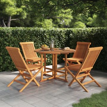 vidaXL Set de mobilier de exterior pliabil, 5 piese, lemn masiv de tec