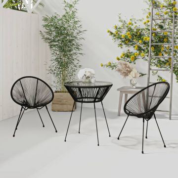 vidaXL Set de mobilier pentru grădină, 3 piese, negru