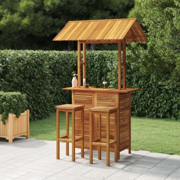 vidaXL Set mobilier de bar de grădină, 3 piese, lemn masiv de acacia