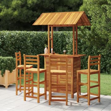 vidaXL Set mobilier de bar de grădină, 5 piese, lemn masiv de acacia