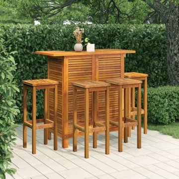 vidaXL Set mobilier de bar de grădină, 5 piese, lemn masiv de acacia