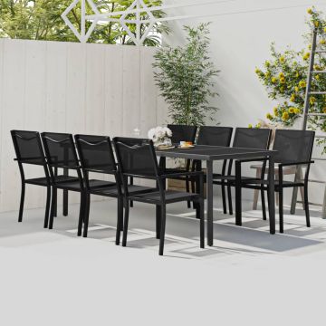 vidaXL Set mobilier de exterior, 9 piese, oțel