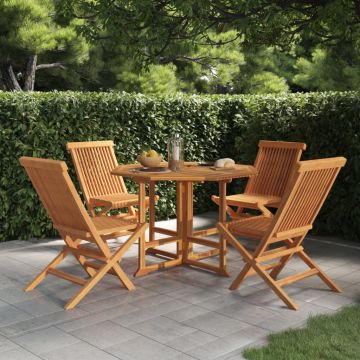 vidaXL Set mobilier de exterior pliabil, 5 piese, lemn masiv de tec