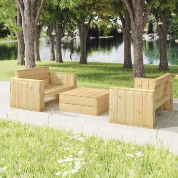 vidaXL Set mobilier de grădină, 3 piese, lemn masiv pin tratat