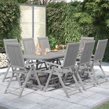 vidaXL Set mobilier de grădină, 9 piese, lemn masiv de acacia