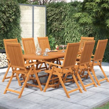 vidaXL Set mobilier de grădină, 9 piese, lemn masiv de acacia