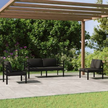 vidaXL Set mobilier de grădină cu perne, 4 piese, antracit, aluminiu
