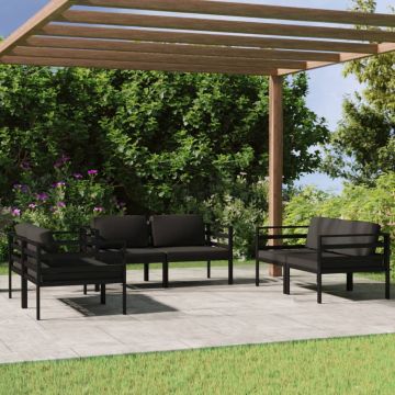 vidaXL Set mobilier de grădină cu perne, 6 piese, antracit, aluminiu