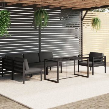 vidaXL Set mobilier de grădină cu perne, 6 piese, antracit, aluminiu