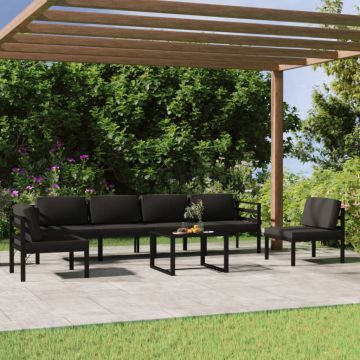 vidaXL Set mobilier de grădină cu perne, 7 piese, antracit, aluminiu