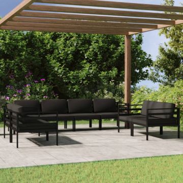 vidaXL Set mobilier de grădină cu perne, 8 piese, antracit, aluminiu