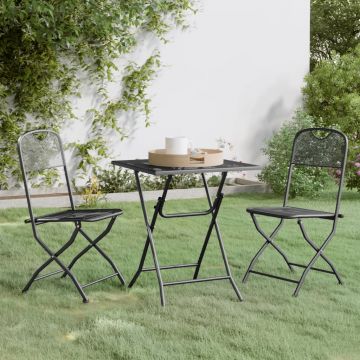 vidaXL Set mobilier grădină 3 piese antracit plasă metalică expandată