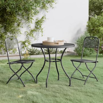 vidaXL Set mobilier grădină 3 piese antracit plasă metalică expandată