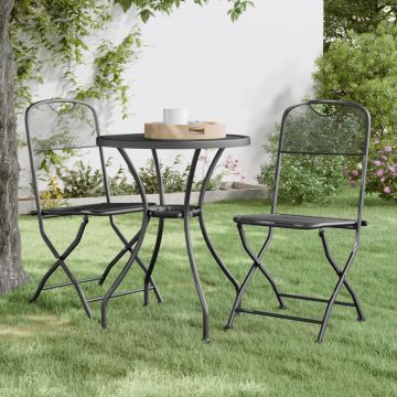 vidaXL Set mobilier grădină 3 piese antracit plasă metalică expandată