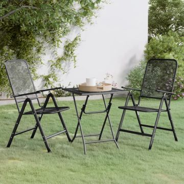 vidaXL Set mobilier grădină 3 piese antracit plasă metalică expandată