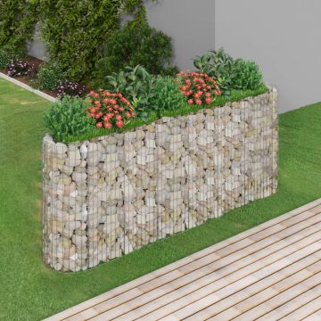 vidaXL Strat înălțat gabion, 260x50x100 cm, fier galvanizat