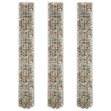 vidaXL Strat înălțat gabion 3 buc. Ø30x200 cm oțel galvanizat circular