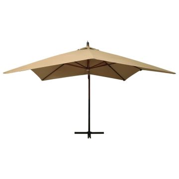 vidaXL Umbrelă de soare suspendată stâlp din lemn 300 cm gri taupe