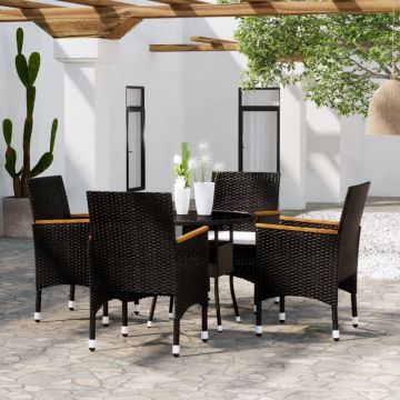 vidaXL Set mobilier de grădină, 5 piese, negru, poliratan