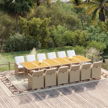 vidaXL Set mobilier de grădină cu perne, 13 piese, bej, poliratan