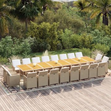 vidaXL Set mobilier de grădină cu perne, 21 piese, bej, poliratan