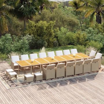 vidaXL Set mobilier de grădină cu perne, 21 piese, bej, poliratan