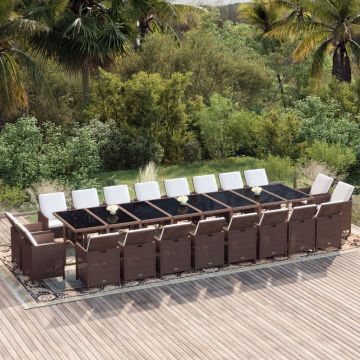 vidaXL Set mobilier de grădină cu perne, 21 piese, maro, poliratan