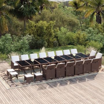 vidaXL Set mobilier de grădină cu perne, 21 piese, maro, poliratan