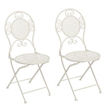 Set 2 scaune pliabile de gradina / terasa din metal Giselle Crem, l40xA40xH94 cm