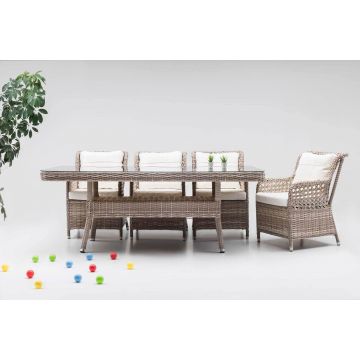 Set mobilier gradina / terasa Cenova 6 Crem, masa + 6 fotolii, L160xl90xH80 cm