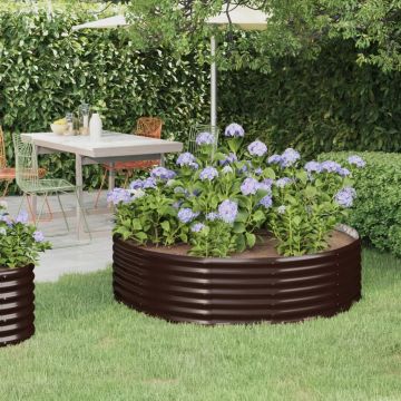 vidaXL Jardinieră grădină maro 140x140x36 cm oțel vopsit electrostatic