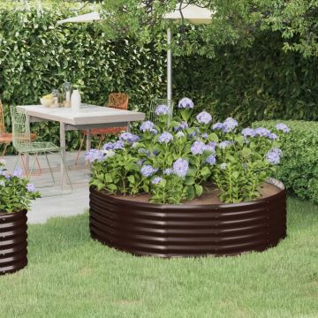 vidaXL Jardinieră grădină maro 140x140x36 cm oțel vopsit electrostatic