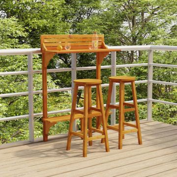 vidaXL Set mobilier de bar de balcon, 3 piese, lemn masiv de acacia