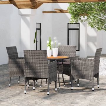 vidaXL Set mobilier de grădină, 5 piese, gri, poliratan