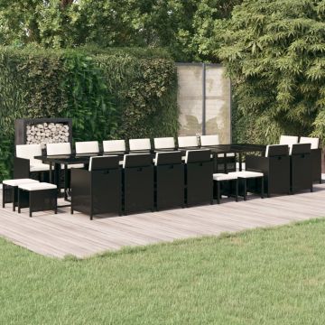 vidaXL Set mobilier de grădină cu perne, 21 piese, negru, poliratan