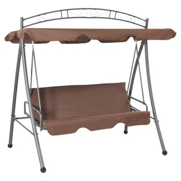 vidaXL Balansoar de exterior extensibil cu copertină, cafeniu