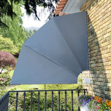 vidaXL Copertină laterală pliabilă de balcon, gri, 210x210 cm