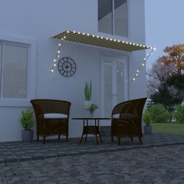 vidaXL Copertină retractabilă cu LED, galben și alb, 300 x 150 cm