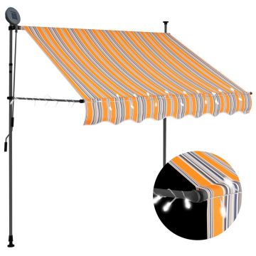 vidaXL Copertină retractabilă manual cu LED, galben & albastru, 100 cm