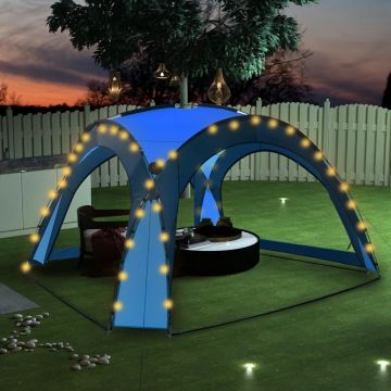 vidaXL Cort petrecere cu LED & 4 pereți laterali albastru 3,6x3,6x2,3m