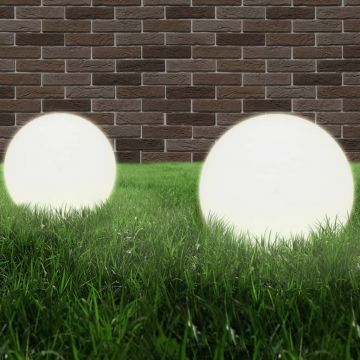 vidaXL Lămpi bol cu LED, 2 buc, sferice, 40 cm, PMMA