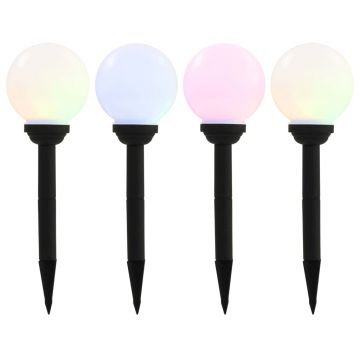 vidaXL Lămpi solare de exterior cu LED, 4 buc., 15 cm, RGB, sferic