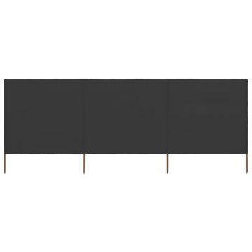 vidaXL Paravan anti-vânt cu 3 panouri, antracit, 400 x 80 cm, textil
