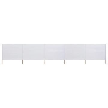 vidaXL Paravan anti-vânt cu 5 panouri, alb nisipiu, 600x80 cm, textil