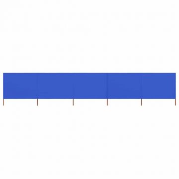 vidaXL Paravan anti-vânt cu 5 panouri, azur, 600 x 120 cm, textil