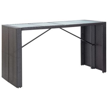 vidaXL Set mobilier de bar de exterior, negru, poliratan