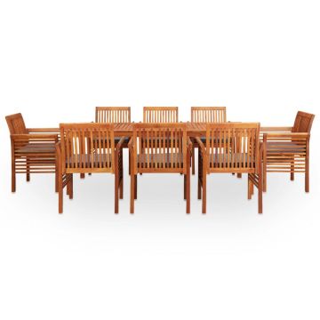 vidaXL Set mobilier de exterior cu perne 9 piese, lemn masiv de acacia